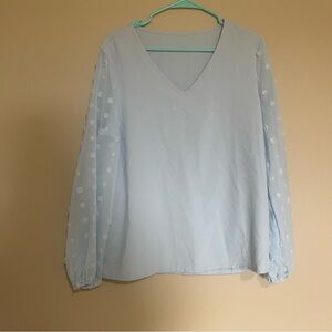 SHEIN Light Blue V-Neck Blouse